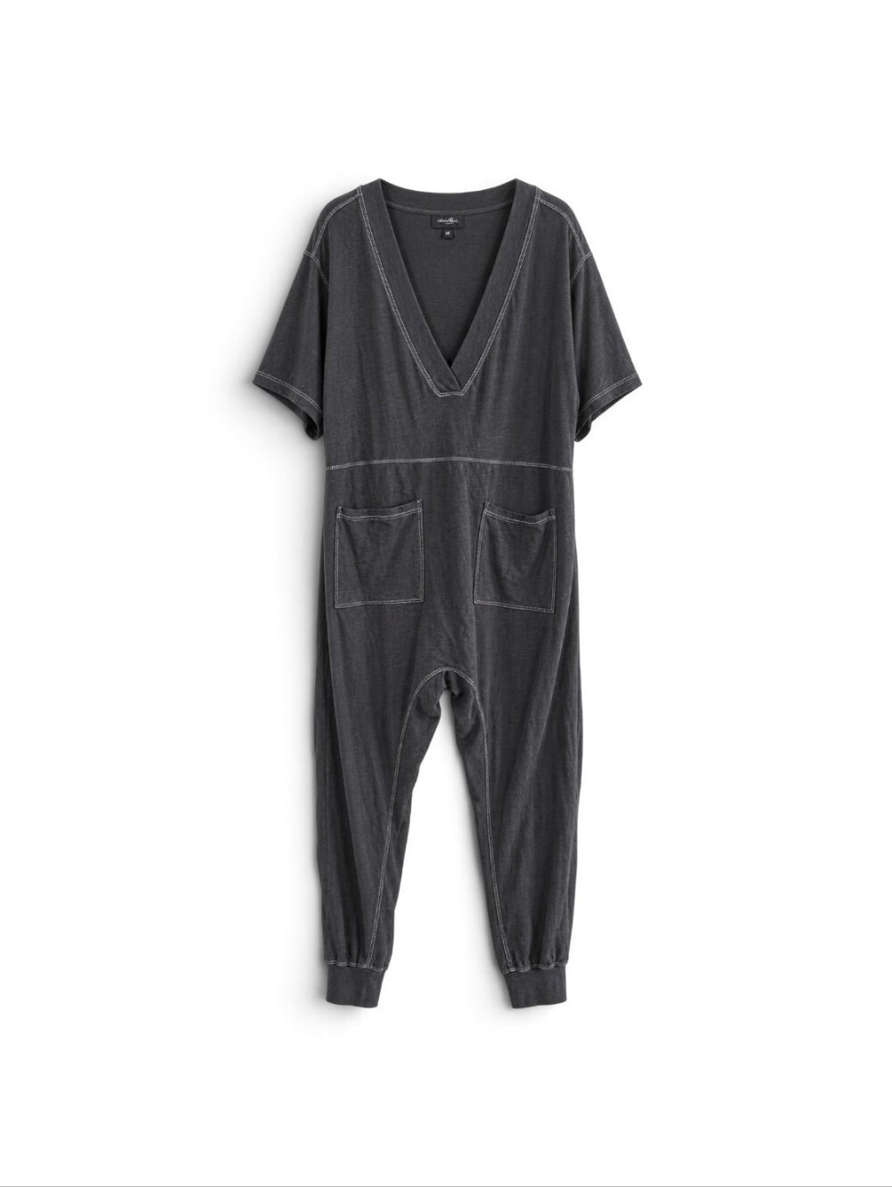 Natural Life Size Medium Everyday V-Neck Jumpsuit in Charcoal